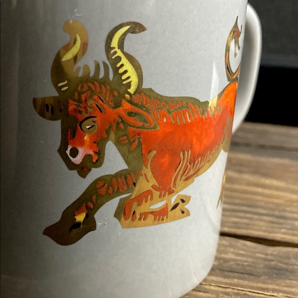 Vintage Taurus Zodiac Astrology Sign Collectible Coffee Mug Cup Gold Details